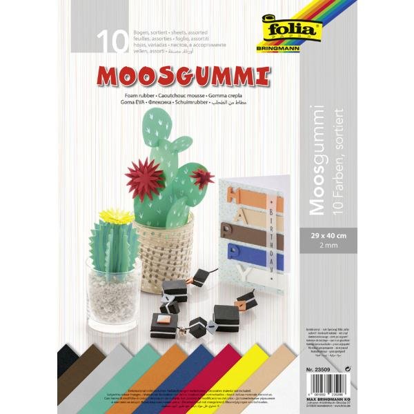 Folia Moosgummi 20x29cm 10 stk Ass Farver